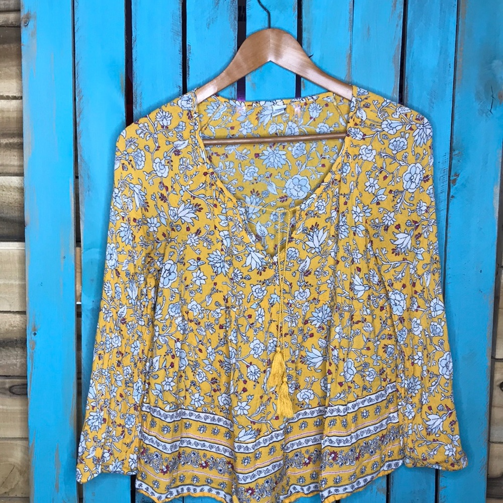 yellow boho blouse